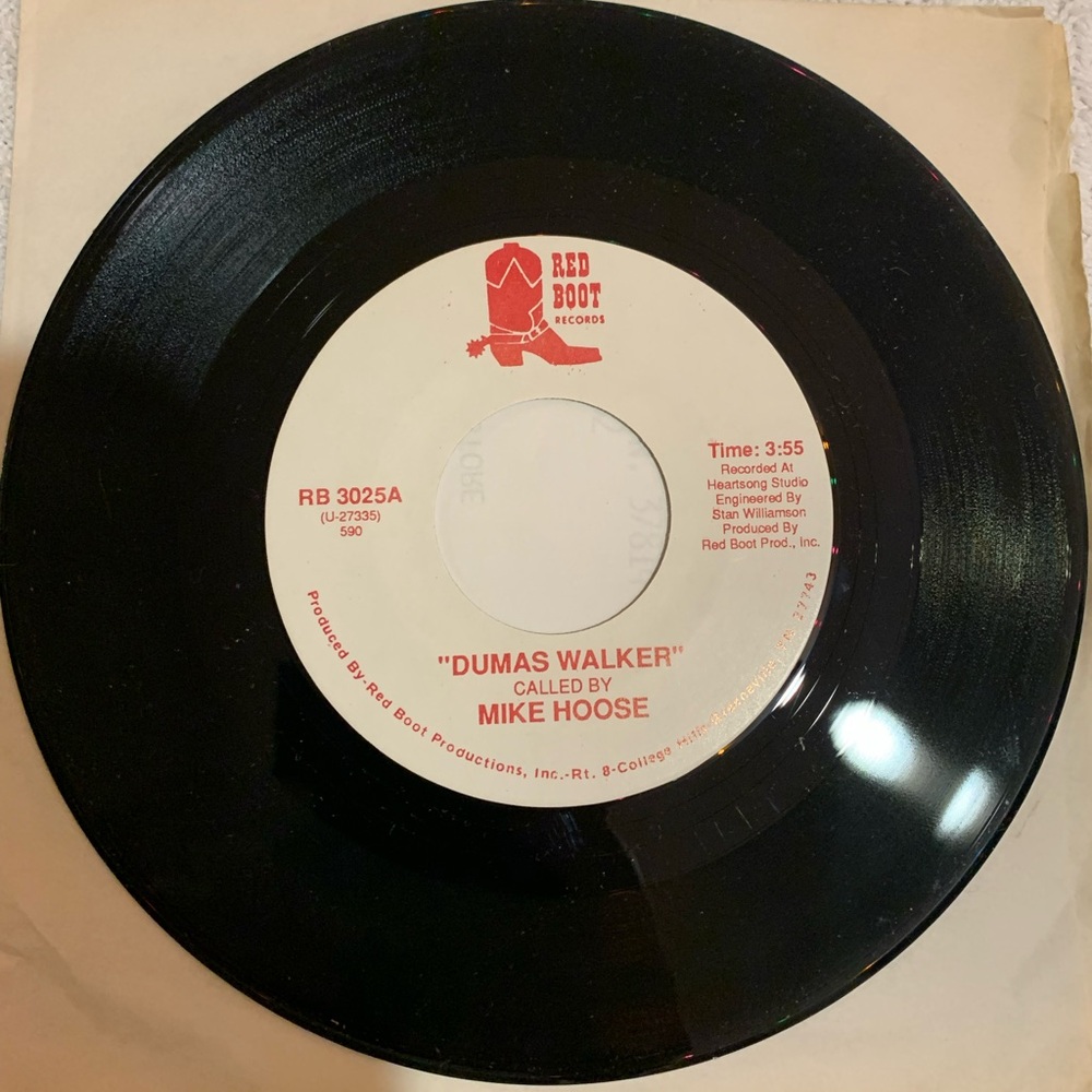 Red Boot Records  RB 3025 “Dumas Walker” Mike Hoose Square Dance 45rpm RARE